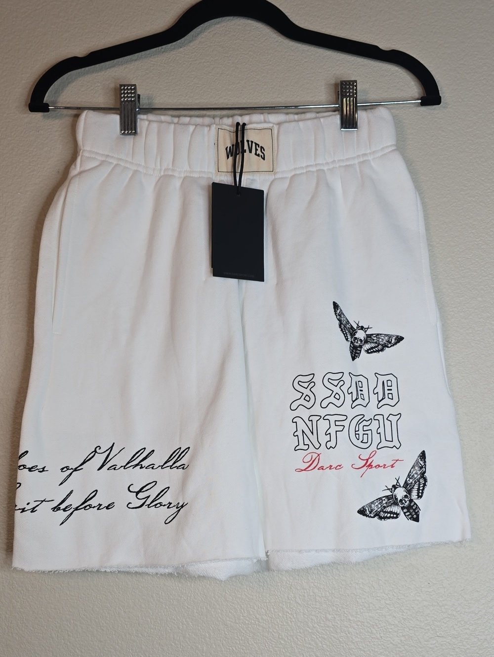 Wolves Darc Sport  White Graphic Cotton Shorts Size Xs Nwt